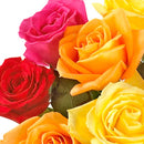 Buquê de 12 Rosas Coloridas com Ferrero Rocher